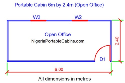 20 Feet Portacabin Floor Plan (6m by 2.4m)